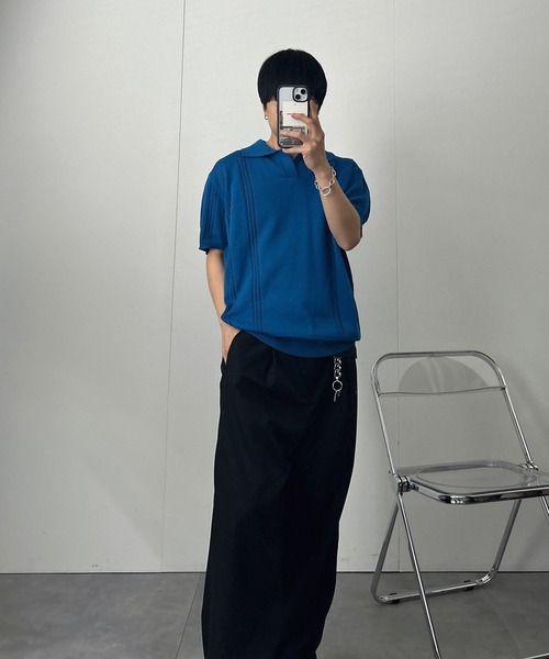 CREARE -LINO-(クレアーレリノ)の「スキッパーニットポロシャツ(ポロシャツ・メンズ・ブラック/ブルー/グレー・M/L)」の18枚目の写真