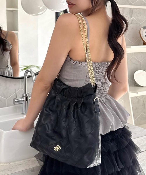 ROYAL PARTY（ロイヤルパーティー）の「オリジナルキルティングチェーントートBAG（トートバッグ・レディース・オフホワイト/ブラック・FREE）」の2枚目の写真
