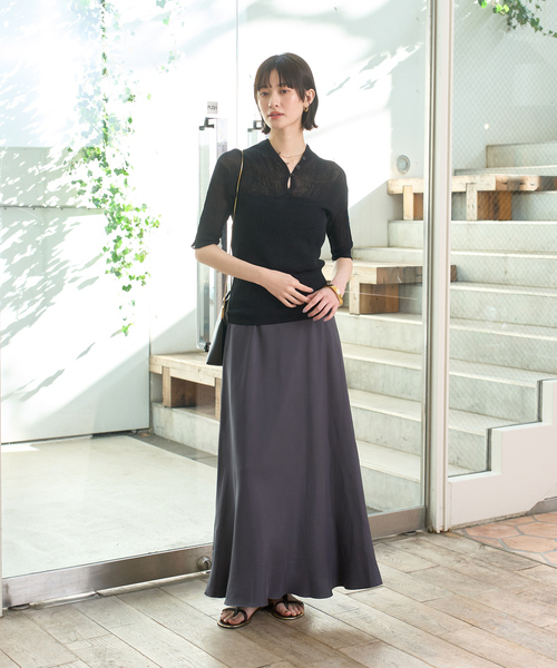 Rouge vif(ルージュヴィフ)の「両畦スリットシアーニットプルオーバー(ニット/セーター・レディース・ブルー/ブラック・フリー)」の19枚目の写真