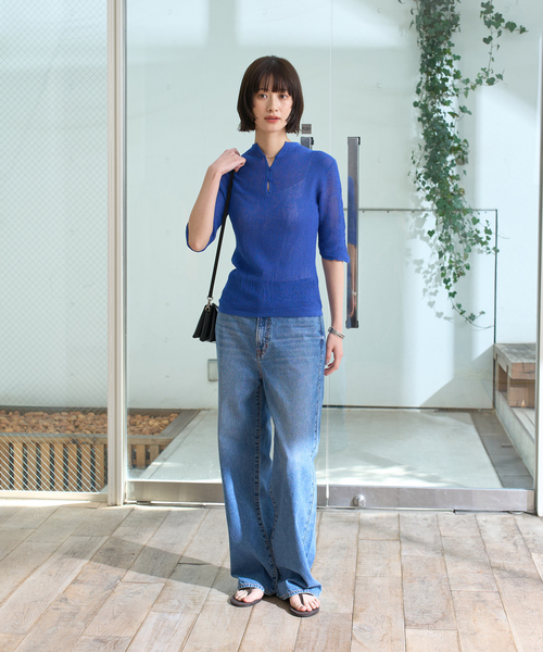 Rouge vif(ルージュヴィフ)の「両畦スリットシアーニットプルオーバー(ニット/セーター・レディース・ブルー/ブラック・フリー)」の15枚目の写真