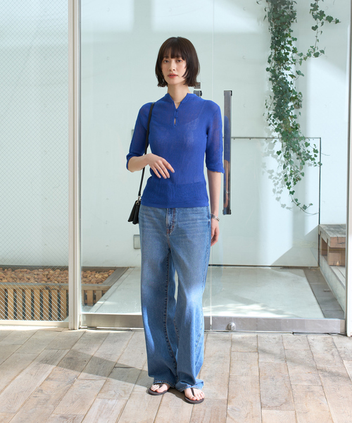 Rouge vif(ルージュヴィフ)の「両畦スリットシアーニットプルオーバー(ニット/セーター・レディース・ブルー/ブラック・フリー)」の14枚目の写真