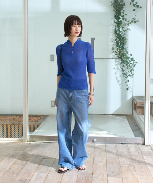 Rouge vif(ルージュヴィフ)の「両畦スリットシアーニットプルオーバー(ニット/セーター・レディース・ブルー/ブラック・フリー)」の11枚目の写真