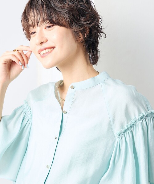 NOLLEY’S Sophi（ノーリーズソフィ）の「シアーフレアスリーブブラウス（シャツ/ブラウス・レディース・ミント/ベージュ/チャコールグレー/ホワイト/ライトブルー・38）」の9枚目の写真