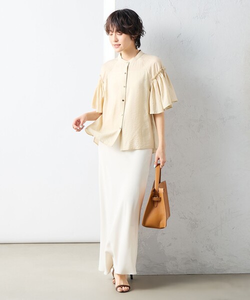 NOLLEY’S Sophi（ノーリーズソフィ）の「シアーフレアスリーブブラウス（シャツ/ブラウス・レディース・ミント/ベージュ/チャコールグレー/ホワイト/ライトブルー・38）」の11枚目の写真