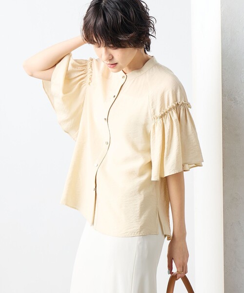 NOLLEY’S Sophi（ノーリーズソフィ）の「シアーフレアスリーブブラウス（シャツ/ブラウス・レディース・ミント/ベージュ/チャコールグレー/ホワイト/ライトブルー・38）」の19枚目の写真