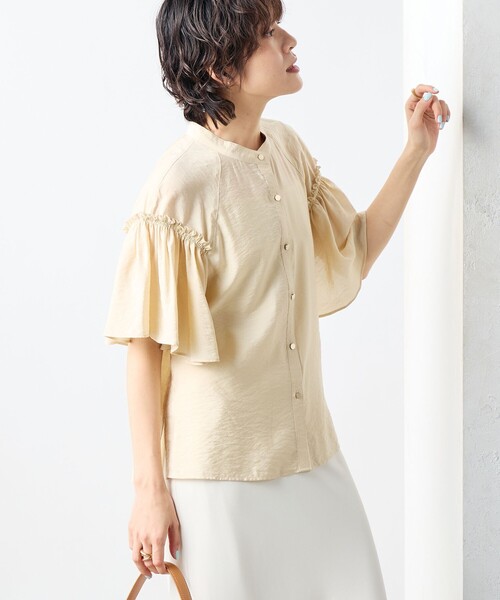 NOLLEY’S Sophi（ノーリーズソフィ）の「シアーフレアスリーブブラウス（シャツ/ブラウス・レディース・ミント/ベージュ/チャコールグレー/ホワイト/ライトブルー・38）」の22枚目の写真