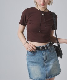 ENVYM | クロップドベージックTシャツ 半袖(Tシャツ/カットソー)