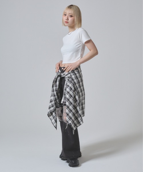 ENVYM(アンビー)の「クロップドベージックTシャツ 半袖(Tシャツ/カットソー・レディース・ホワイト/ブラウン/ブラック・FREE)」の20枚目の写真