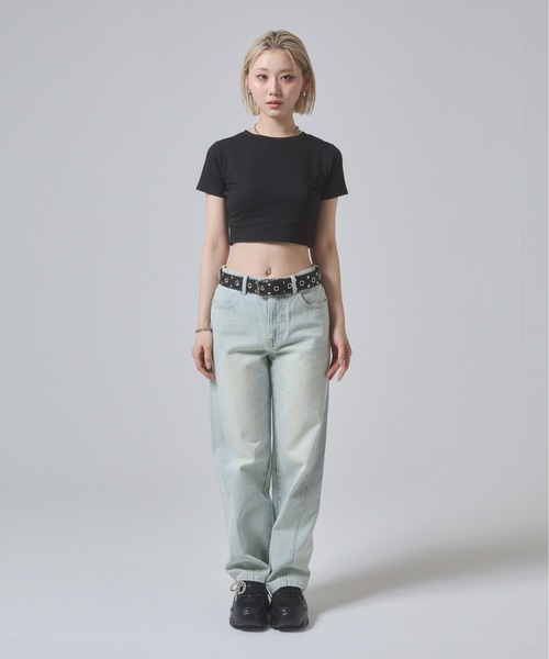 ENVYM(アンビー)の「クロップドベージックTシャツ 半袖(Tシャツ/カットソー・レディース・ホワイト/ブラウン/ブラック・FREE)」の15枚目の写真