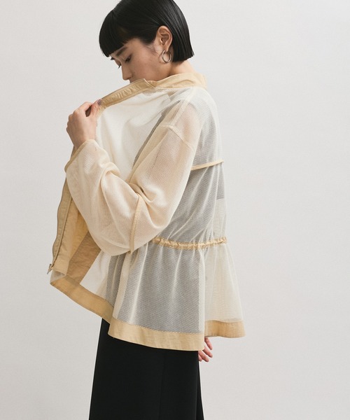 ADAM ET ROPE'(アダムエロペ)の「ドロストシアーメッシュカーディガン(カーディガン/ボレロ・レディース・ブラック/ホワイト/ベージュ・FREE)」の4枚目の写真