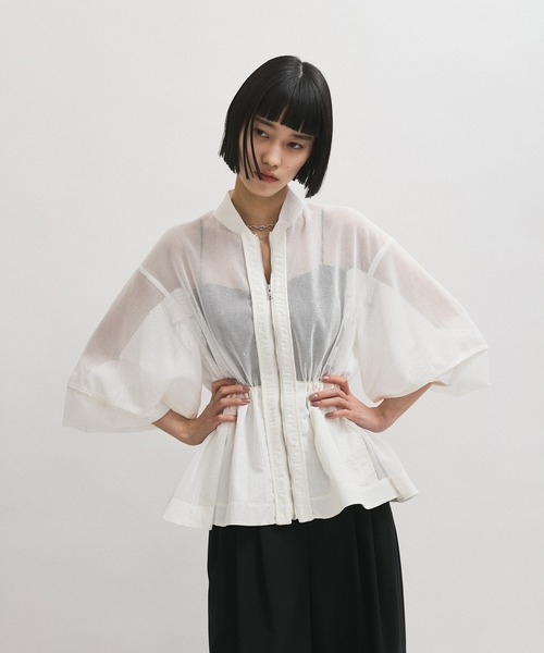 セール】ドロストシアーメッシュカーディガン(カーディガン/ボレロ セール】ドロストシアーメッシュカーディガン(カーディガン/ボレロ