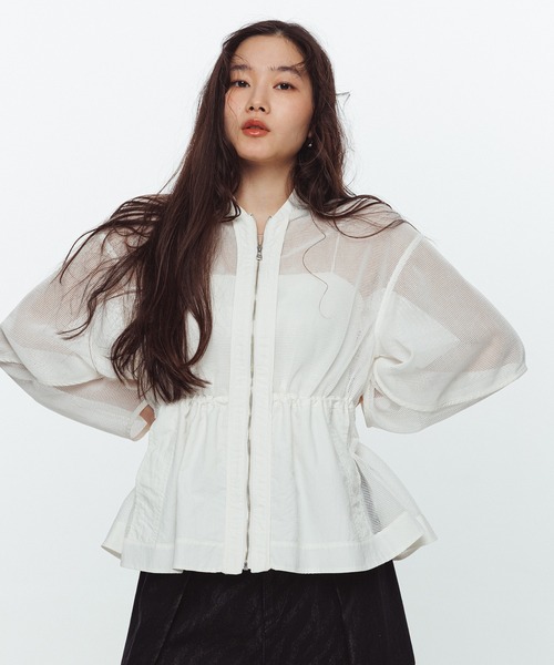 ADAM ET ROPE'(アダムエロペ)の「ドロストシアーメッシュカーディガン(カーディガン/ボレロ・レディース・ブラック/ホワイト/ベージュ・FREE)」の12枚目の写真