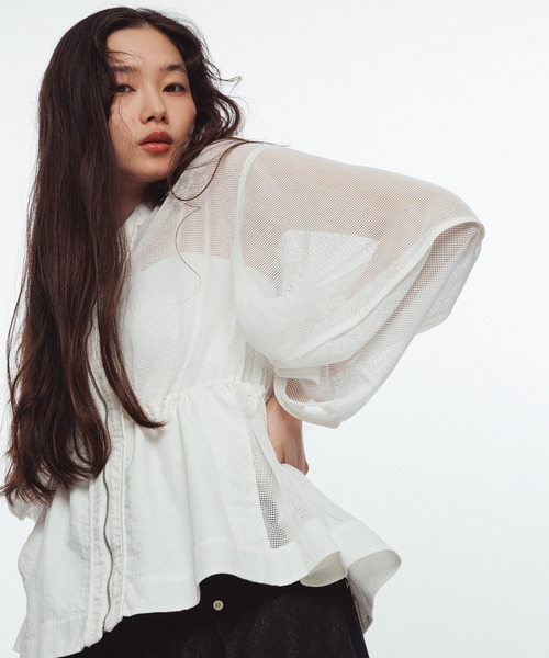 ADAM ET ROPE'(アダムエロペ)の「ドロストシアーメッシュカーディガン(カーディガン/ボレロ・レディース・ブラック/ホワイト/ベージュ・FREE)」の13枚目の写真