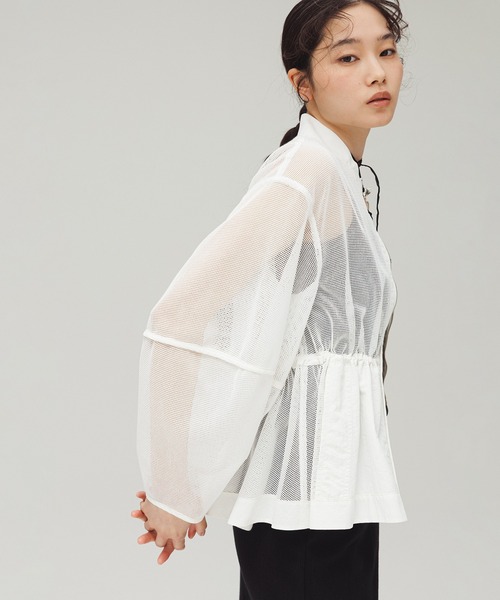 アダムエロペ　ドロストシアーメッシュカーディガン セール】ドロストシアーメッシュカーディガン（カーディガン/ボレロ