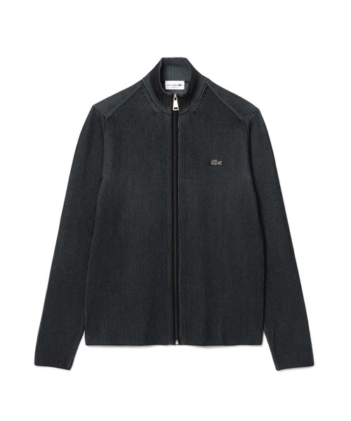 LACOSTE（ラコステ）の「リブニットトラックジャケット / ドライバーズニット（カーディガン/ボレロ・メンズ・ブラック/オフホワイト・2/4/3/5）」の6枚目の写真