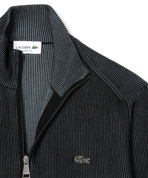 LACOSTE（ラコステ）の「リブニットトラックジャケット / ドライバーズニット（カーディガン/ボレロ・メンズ・ブラック/オフホワイト・2/4/3/5）」の7枚目の写真