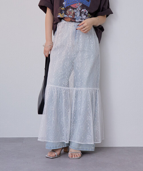 mystic（ミスティック）の「切り替えレーススカート（スカート・レディース・ブラック/オフホワイト・FREE）」の4枚目の写真