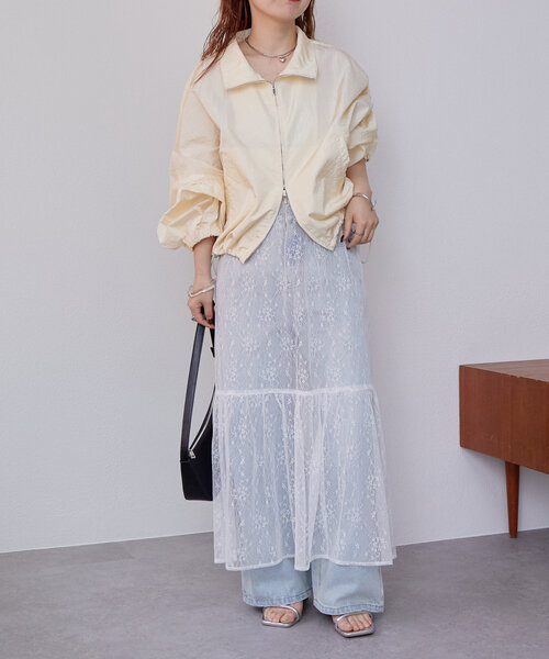 mystic（ミスティック）の「切り替えレーススカート（スカート・レディース・ブラック/オフホワイト・FREE）」の5枚目の写真