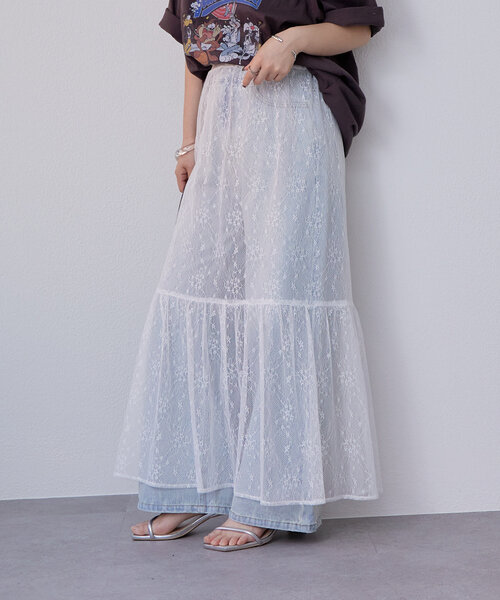 mystic（ミスティック）の「切り替えレーススカート（スカート・レディース・ブラック/オフホワイト・FREE）」の7枚目の写真