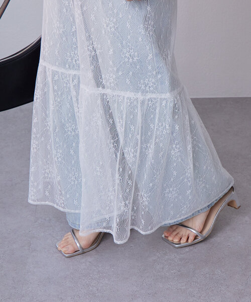 mystic（ミスティック）の「切り替えレーススカート（スカート・レディース・ブラック/オフホワイト・FREE）」の8枚目の写真