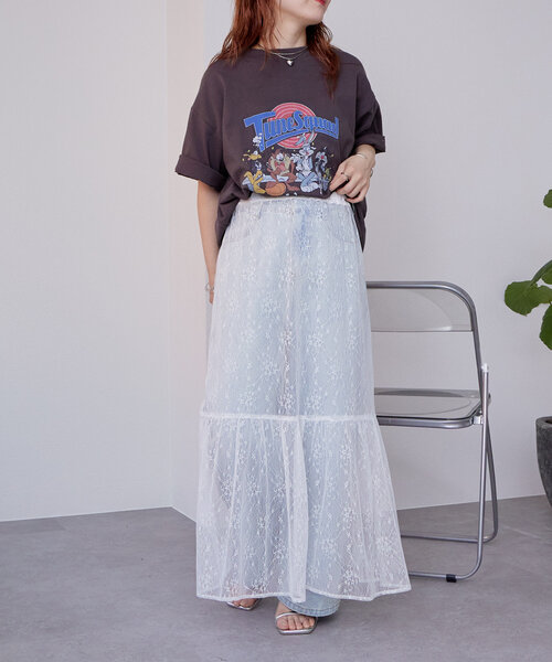 mystic（ミスティック）の「切り替えレーススカート（スカート・レディース・ブラック/オフホワイト・FREE）」の10枚目の写真