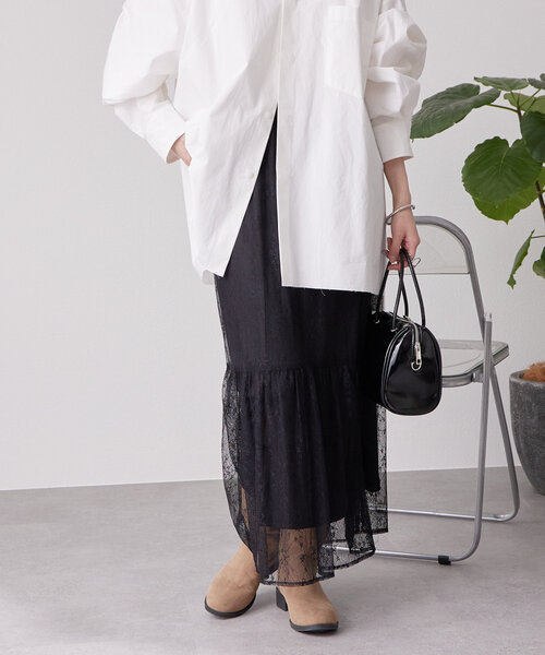 mystic（ミスティック）の「切り替えレーススカート（スカート・レディース・ブラック/オフホワイト・FREE）」の14枚目の写真