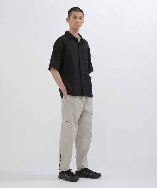 23SS マーガレットハウエル 半袖 シャツ ブラック ゆったり コットン 23SS MHL SANDED COTTON LINEN シャツ 黒 Sサイズ リネン混