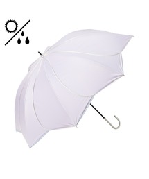 【遮光率・UVカット率100％生地使用】バイカラーパイピング 長傘 58cm パープル　日傘 雨傘 晴雨兼用