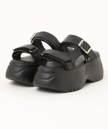 SPINNS | 2ベルト合皮サンダル/無地・ヒョウ柄(サンダル)