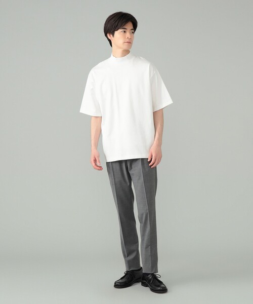 BEAMS F(ビームスエフ)の「コーコランコットン ショートスリーブ モックネック コンフォートフィット Tシャツ(Tシャツ/カットソー・メンズ・ブラック/ホワイト/チャコールグレー・S/M/L/XL)」の4枚目の写真