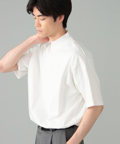 BEAMS F(ビームスエフ)の「コーコランコットン ショートスリーブ モックネック コンフォートフィット Tシャツ(Tシャツ/カットソー・メンズ・ブラック/ホワイト/チャコールグレー・S/M/L/XL)」の10枚目の写真
