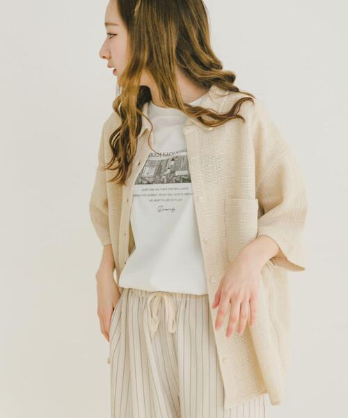 ITEMS URBANRESEARCH(アイテムズ アーバンリサーチ)の「メッシュルーズシャツ(シャツ/ブラウス・レディース・カーキ/ベージュ・FREE)」の3枚目の写真