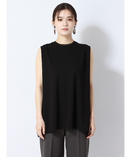 SUIT SQUARE(スーツスクエア)の「クルーネックプルオーバー ノースリーブ ウォッシャブル 接触冷感 レーヨンポンチ(Tシャツ/カットソー・レディース・ホワイト系/ブラック系・38(9号))」の8枚目の写真