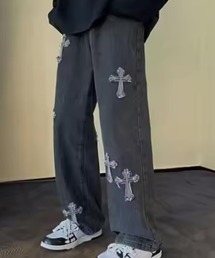 rovtski（ロフトスキー）の「Z)【BLINGLEADS】ABM21623 ｸﾛｽﾊﾟｯﾁ DENIM PANT（デニムパンツ）」