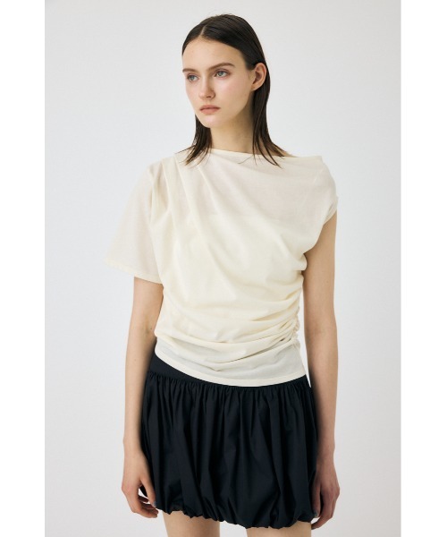 MOUSSY(マウジー)の「ONE SHOULDER SHEER Tシャツ(Tシャツ/カットソー・レディース・アイボリー/ブラック/レッド・FREE)」の6枚目の写真