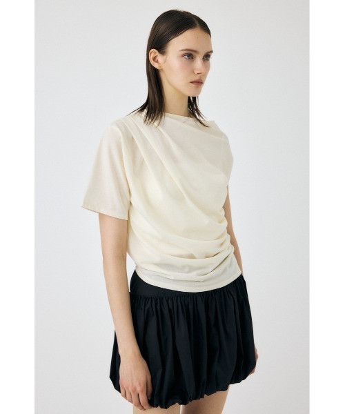 MOUSSY(マウジー)の「ONE SHOULDER SHEER Tシャツ(Tシャツ/カットソー・レディース・アイボリー/ブラック/レッド・FREE)」の4枚目の写真