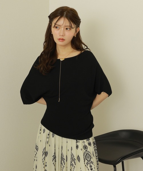 LAULEN(ローレン)の「2way one shoulder lib tops /2way ワンショルダー リブ 半袖 トップス(ニット/セーター・レディース・ベージュ/チャコールグレー/アイボリー/ブラック・FREE)」の10枚目の写真