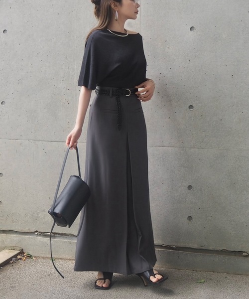 LAULEN(ローレン)の「2way one shoulder lib tops /2way ワンショルダー リブ 半袖 トップス(ニット/セーター・レディース・ベージュ/チャコールグレー/アイボリー/ブラック・FREE)」の15枚目の写真