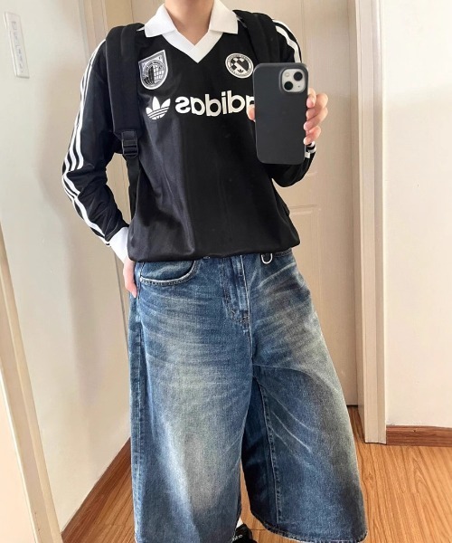 B'day（ビーデイ）の「【 B'day / ビーデー 】ビッグサイズデニムハーフワイドパンツ（デニムパンツ・メンズ・ブラック/ブルー・SMALL/MEDIUM/LARGE/X-LARGE）」の3枚目の写真