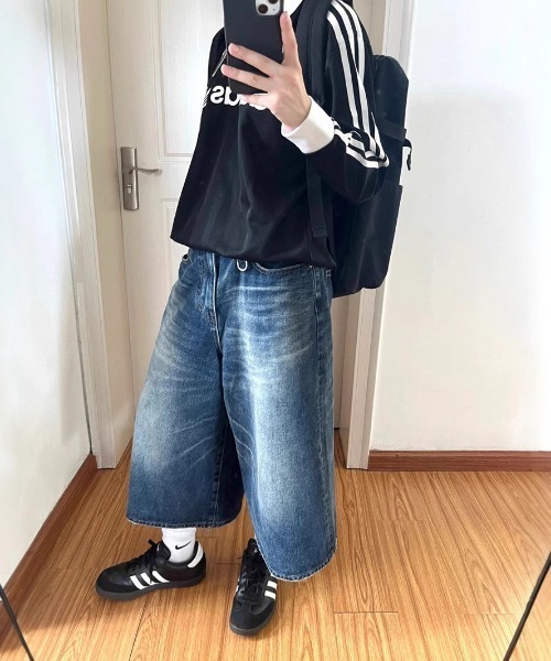 B'day（ビーデイ）の「【 B'day / ビーデー 】ビッグサイズデニムハーフワイドパンツ（デニムパンツ・メンズ・ブラック/ブルー・SMALL/MEDIUM/LARGE/X-LARGE）」の8枚目の写真