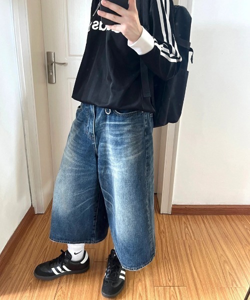 B'day（ビーデイ）の「【 B'day / ビーデー 】ビッグサイズデニムハーフワイドパンツ（デニムパンツ・メンズ・ブラック/ブルー・SMALL/MEDIUM/LARGE/X-LARGE）」の12枚目の写真