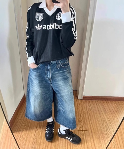 B'day（ビーデイ）の「【 B'day / ビーデー 】ビッグサイズデニムハーフワイドパンツ（デニムパンツ・メンズ・ブラック/ブルー・SMALL/MEDIUM/LARGE/X-LARGE）」の14枚目の写真