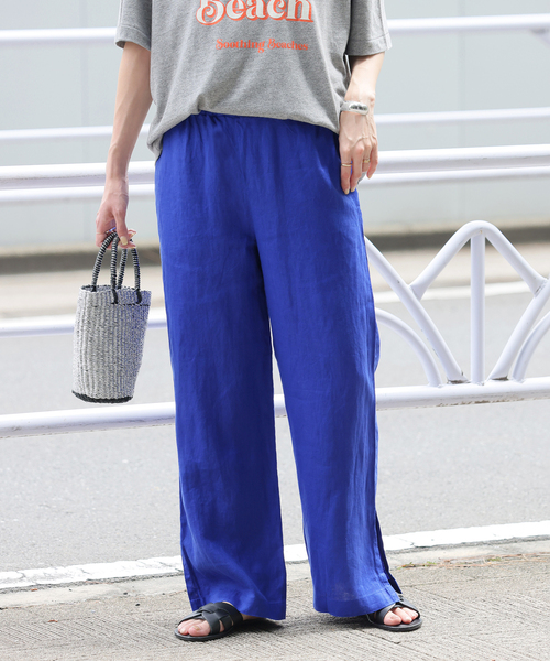 JOURNAL STANDARD relume(ジャーナルスタンダード レリューム)の「《WEB限定追加3》麻スリットイージーパンツ(その他パンツ・レディース・ブルー/ピンク・36/38)」の6枚目の写真
