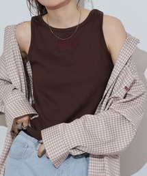 タンクトップ（ブラウン/茶色系・ワンポイント）ファッション通販