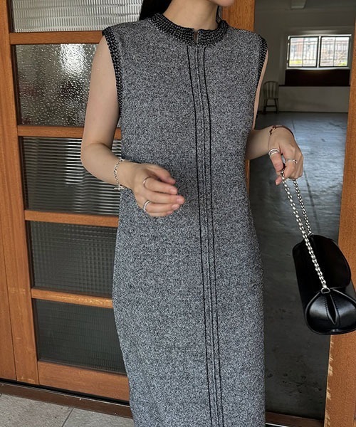 embroidery flower no sleeve knit OP（ワンピース）｜WILLFULLY