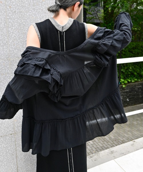 ワンピース embroidery flower no sleeve knit OP embroidery flower no sleeve knit OP（ワンピース）｜WILLFULLY