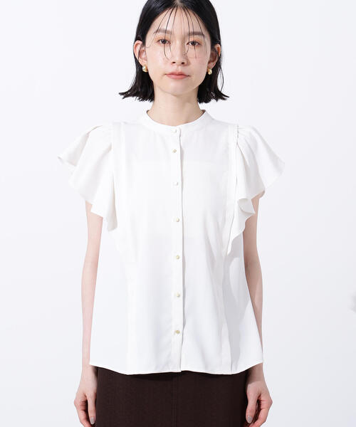 N.（N. Natural Beauty Basic）（エヌエヌナチュラルビューティーベーシック）の「メタルボタンフリルスリーブブラウス（シャツ/ブラウス・レディース・オフホワイト/ブルー/ダークブラウン・MEDIUM）」の16枚目の写真