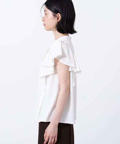 N.（N. Natural Beauty Basic）（エヌエヌナチュラルビューティーベーシック）の「メタルボタンフリルスリーブブラウス（シャツ/ブラウス・レディース・オフホワイト/ブルー/ダークブラウン・MEDIUM）」の17枚目の写真