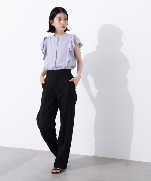 N.（N. Natural Beauty Basic）（エヌエヌナチュラルビューティーベーシック）の「メタルボタンフリルスリーブブラウス（シャツ/ブラウス・レディース・オフホワイト/ブルー/ダークブラウン・MEDIUM）」の7枚目の写真