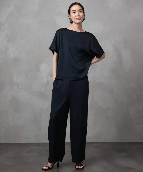 MICHEL KLEIN（ミッシェル・クラン）の「[セットアップ対応]サテンワイドパンツ（その他パンツ・レディース・ブラック/カーキオリーブ/ブラウン・38）」の18枚目の写真